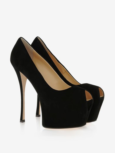 Women's Black Suede Pumps #UKM03030434