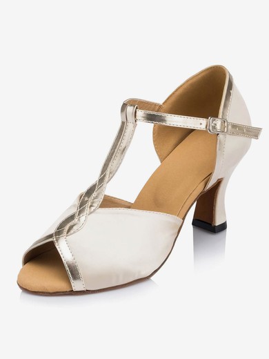 Women's Ivory Satin Kitten Heel Sandals #UKM03030661