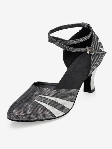 Women's Silver Sparkling Glitter Kitten Heel Pumps #UKM03030663