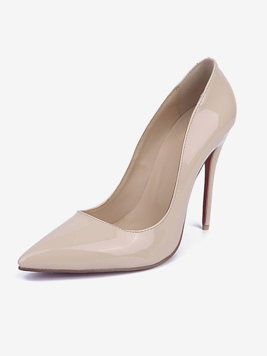 Women's Champagne Patent Leather Stiletto Heel Pumps #UKM03030674