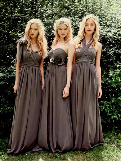 A-line Sweetheart Chiffon Floor-length Ruffles Bridesmaid Dresses #UKM01012491