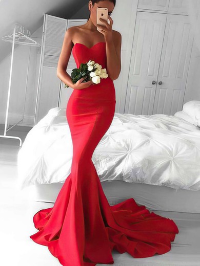 Trumpet/Mermaid Sweetheart Jersey Sweep Train Prom Dresses #UKM020103568