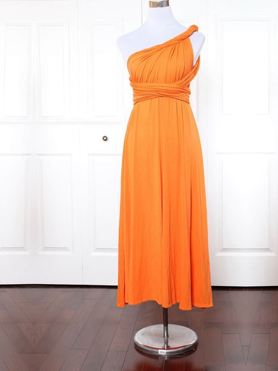 Jersey One Shoulder Empire Ankle-length with Ruffles Bridesmaid Dresses #UKM01013134