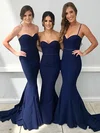 Trumpet/Mermaid Sweetheart Silk-like Satin Sweep Train Bridesmaid Dresses #UKM01013988