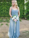 Tulle Sweetheart A-line Sweep Train Ruffles Bridesmaid Dresses #UKM01013999